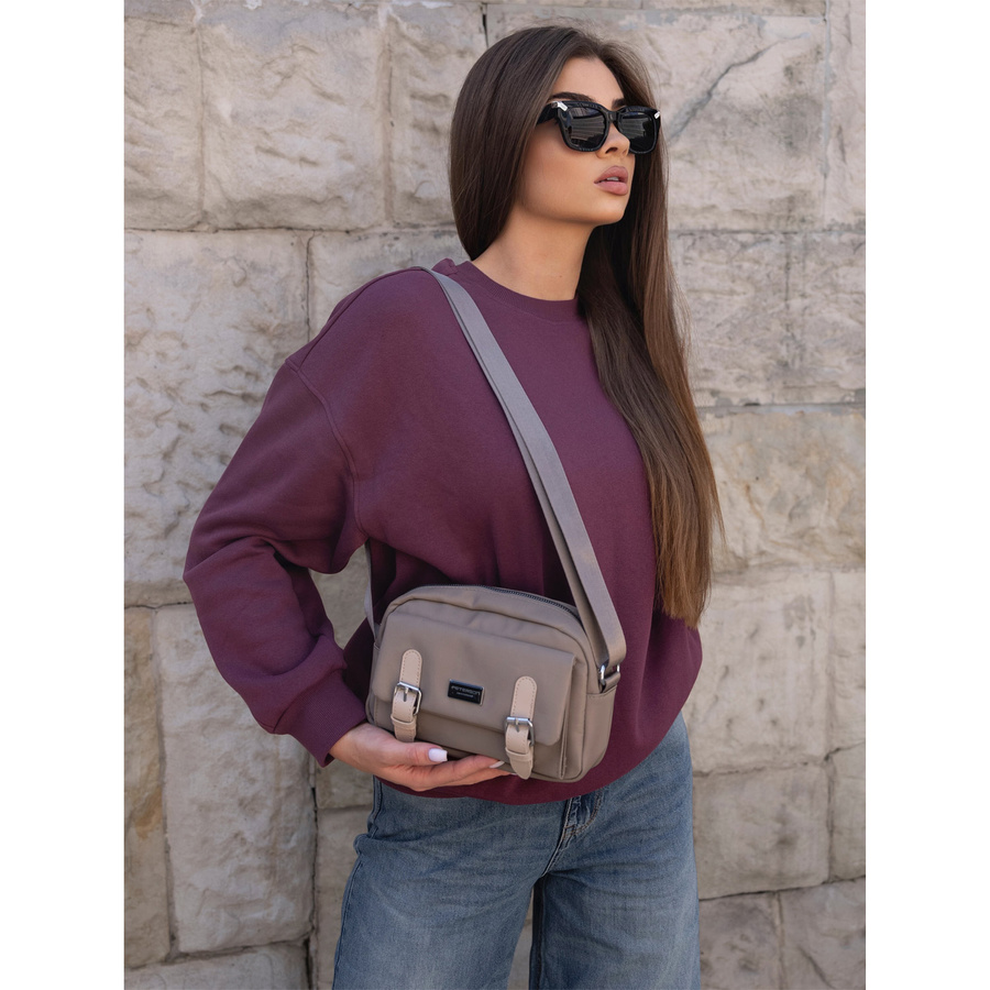 Kleine praktische Damen Umhängetasche aus Nylon in Beige – Peterson – Bild 2