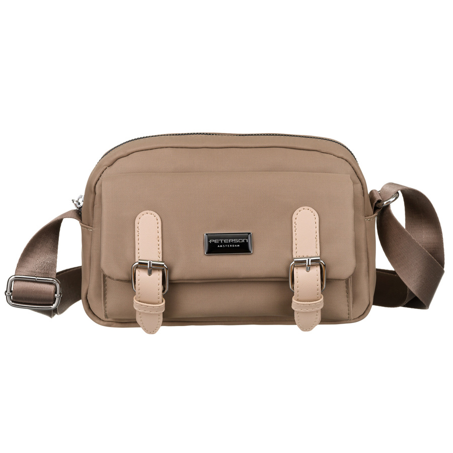 Kleine praktische Damen Umhängetasche aus Nylon in Beige – Peterson – Bild 3