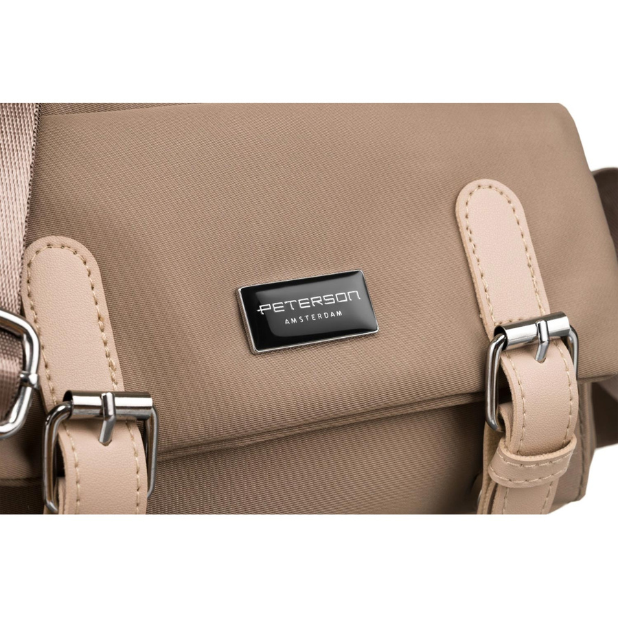 Kleine praktische Damen Umhängetasche aus Nylon in Beige – Peterson – Bild 4