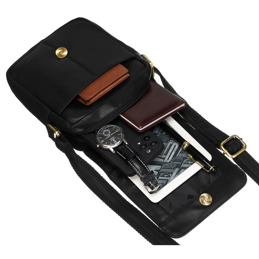 Leder Schultertasche mit Klappe – Peterson – Bild 8