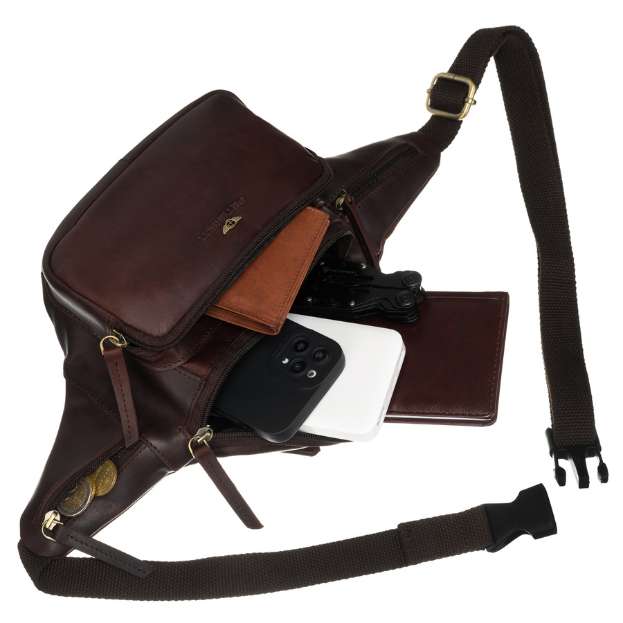 Klassische Herren Bauchtasche aus Leder für die Hüfte – Peterson – Bild 8