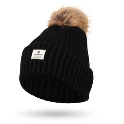 Schwarze Mütze mit Bommel für Winterlooks – Peterson