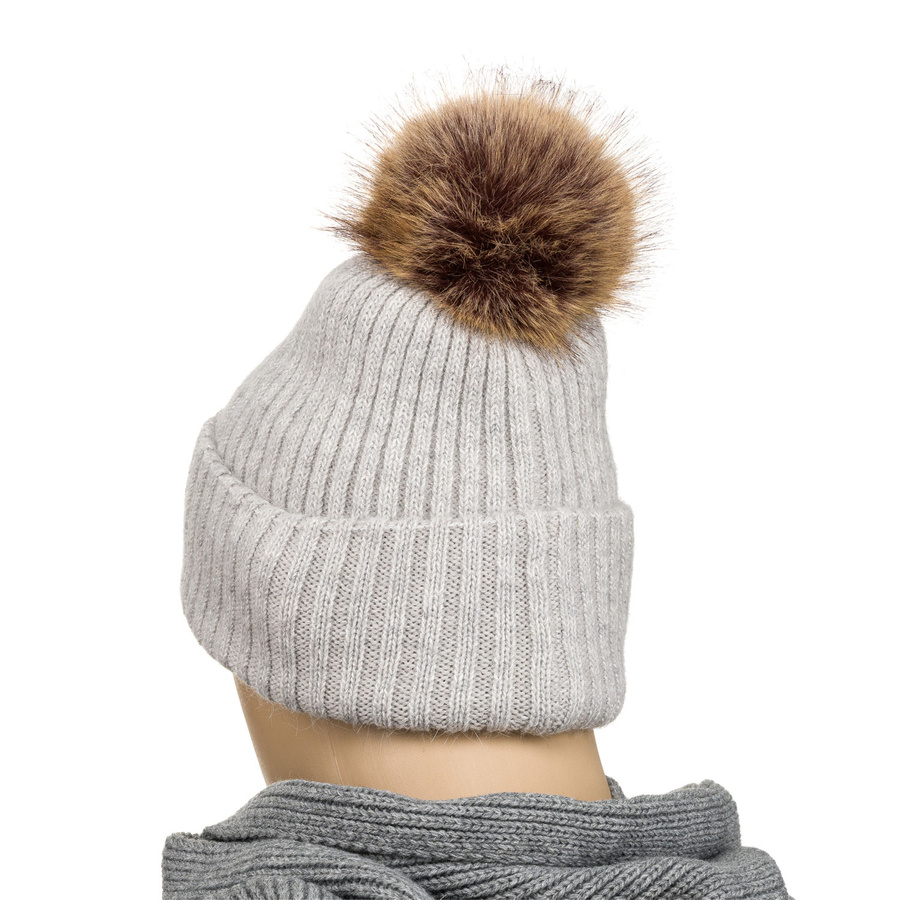 Modische Wintermütze mit Bommel in Grau – Peterson – Bild 7