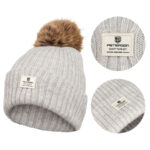 Modische Wintermütze mit Bommel in Grau – Peterson