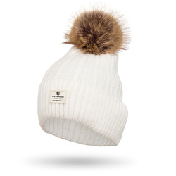 Damen Wintermütze mit Bommel in Naturtönen – Peterson