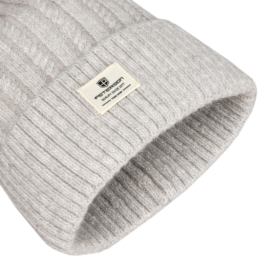 Graue Damen Mütze mit Bommel für den Winter – Peterson – Bild 6