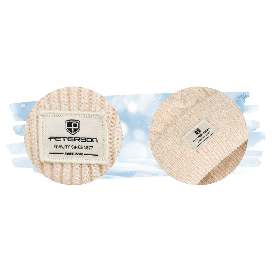 Beige Wintermütze mit Bommel und Silberfaden – Peterson – Bild 11