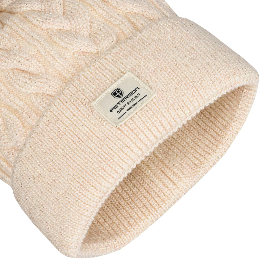 Beige Wintermütze mit Bommel und Silberfaden – Peterson – Bild 7