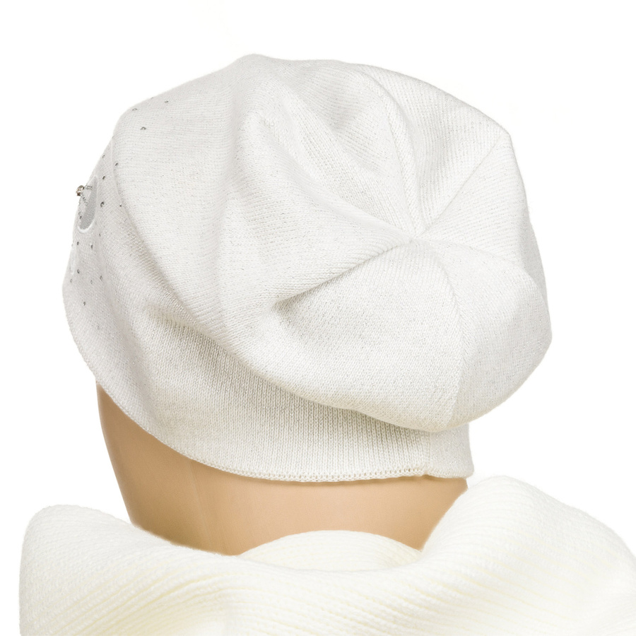 Weiße Damen Mütze mit Kristallen für den Winter – Peterson – Bild 6