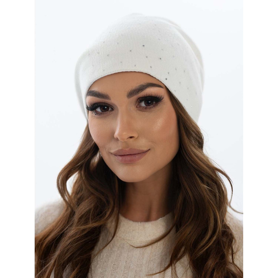 Weiße Damen Mütze mit Kristallen für den Winter – Peterson – Bild 2