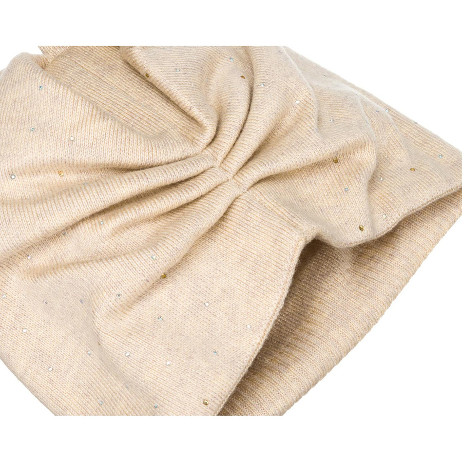 Beige Slouchy Damen Mütze mit Kristallen – Peterson – Bild 8