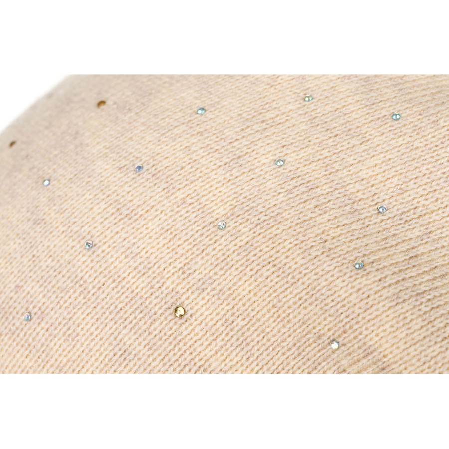 Beige Slouchy Damen Mütze mit Kristallen – Peterson – Bild 9