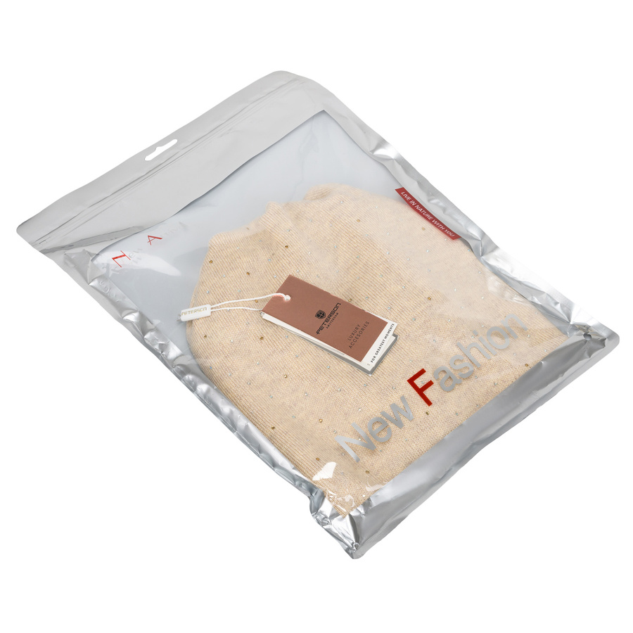 Beige Slouchy Damen Mütze mit Kristallen – Peterson – Bild 10