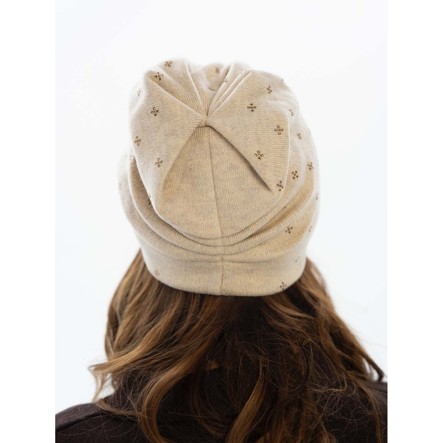 Elegante Slouchy Mütze mit Kristallen in Beige – Peterson – Bild 6