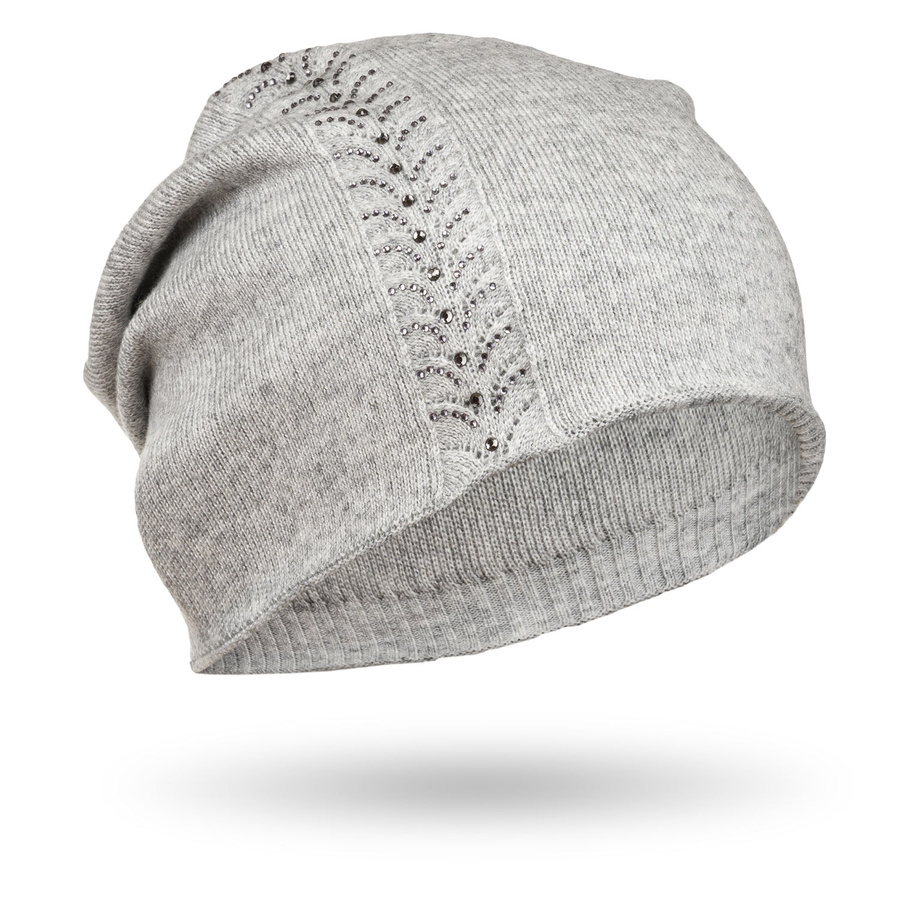 Damen Wintermütze Slouchy mit Kristallen in Grau – Peterson – Bild 4