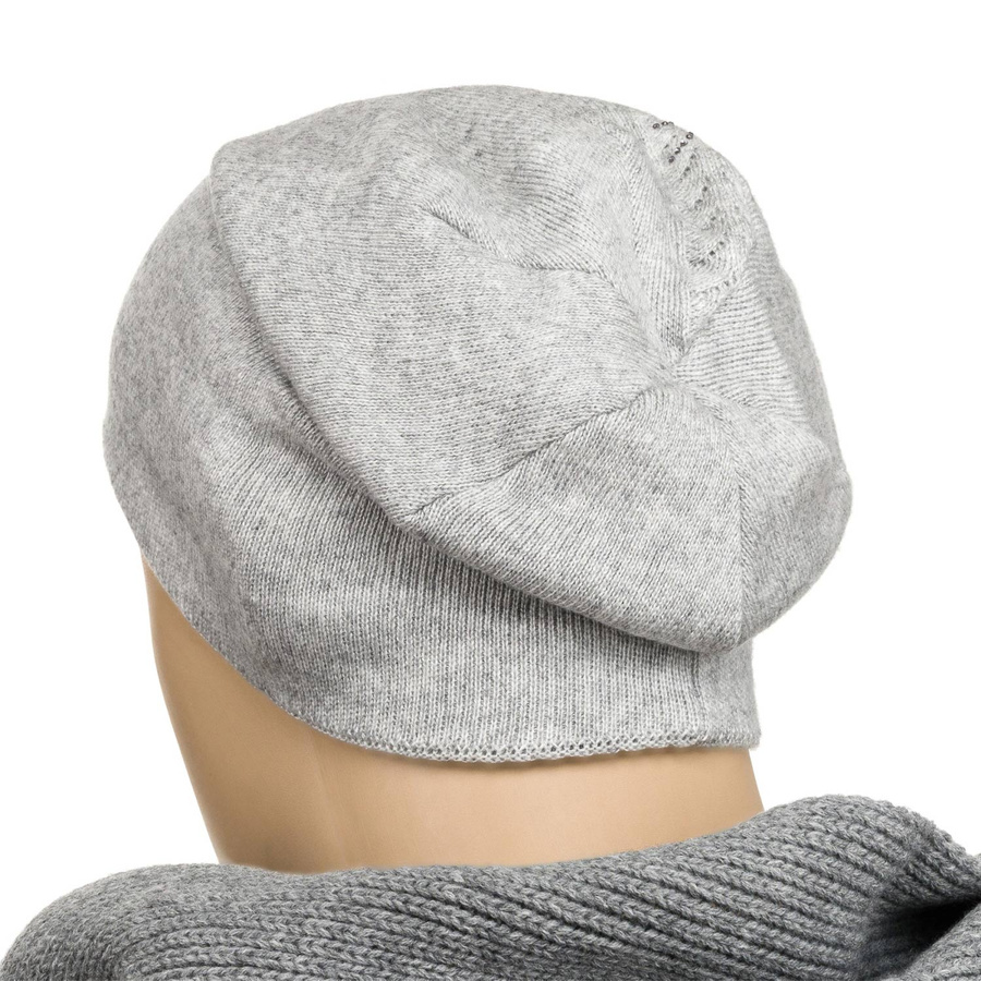 Damen Wintermütze Slouchy mit Kristallen in Grau – Peterson – Bild 6