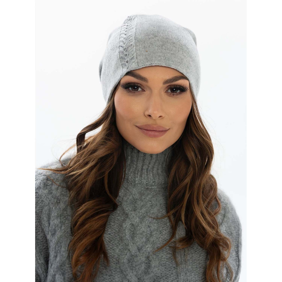 Damen Wintermütze Slouchy mit Kristallen in Grau – Peterson – Bild 2