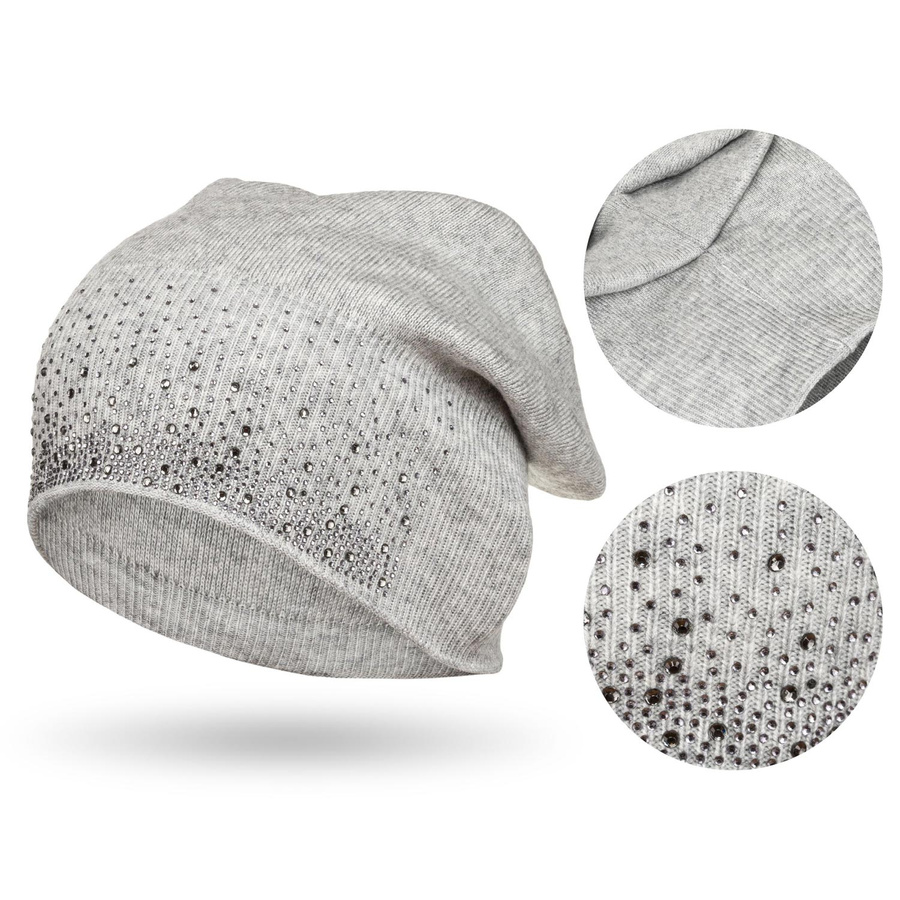 Warme Beanie Mütze mit glitzernden Kristallen – Peterson
