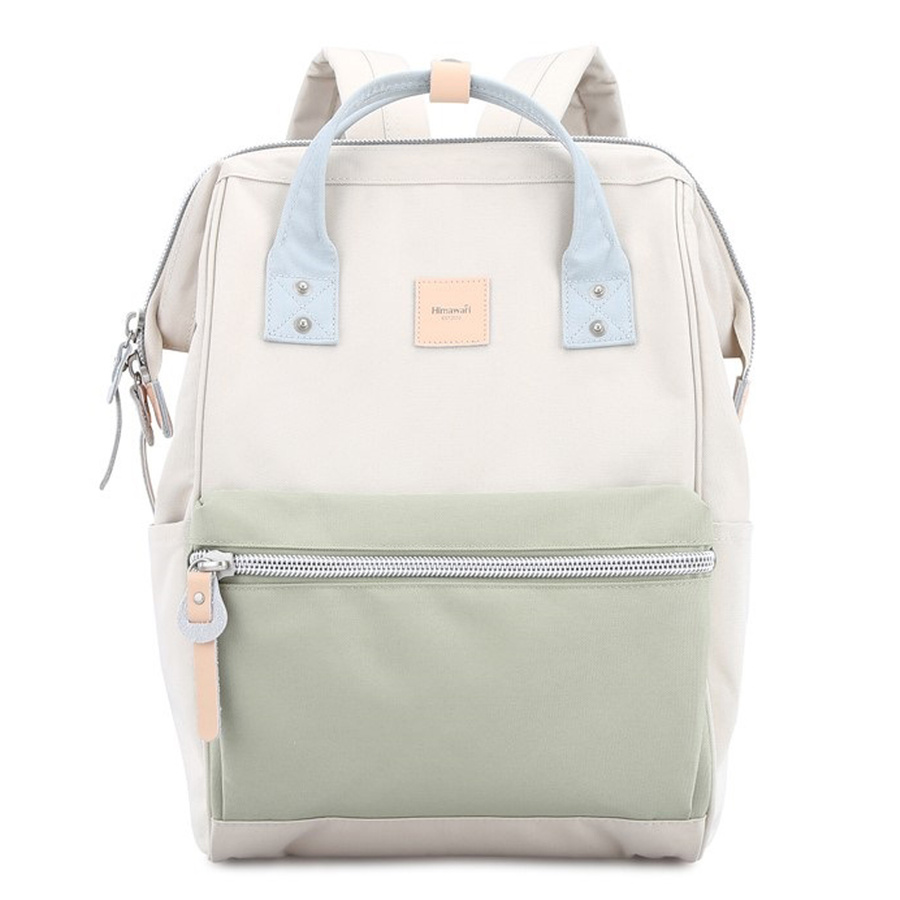 Beige-grüner Schulrucksack mit USB-Anschluss – Himawari – Bild 2