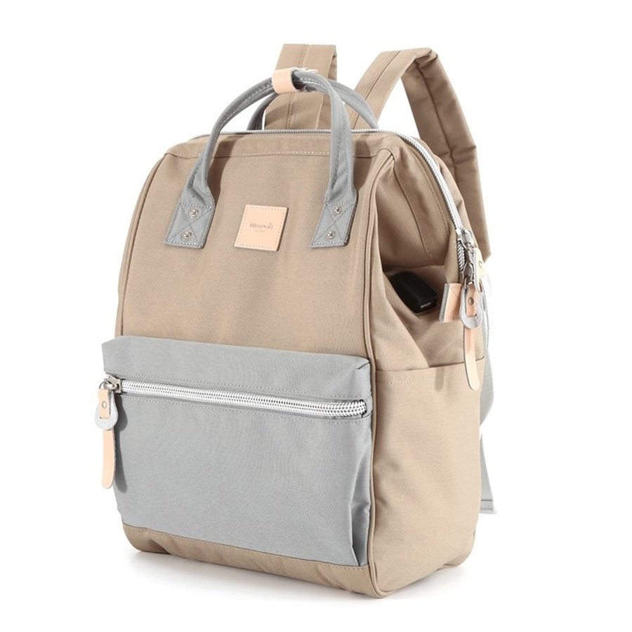 Beige-grauer Damen Rucksack mit verstellbaren Schultergurten – Himawari – Bild 4