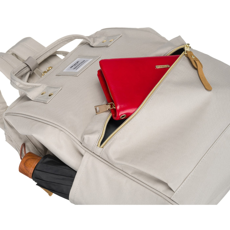 Beiger Rucksack mit USB-Anschluss für 13,3” Laptop – Himawari – Bild 6