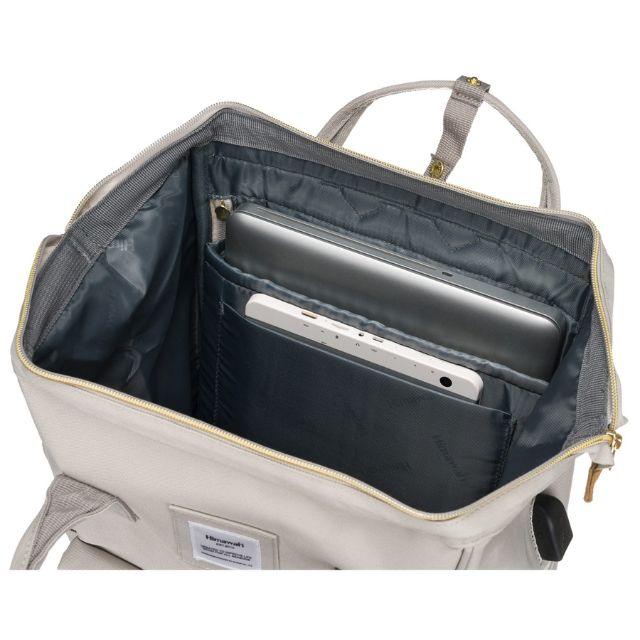 Beiger Rucksack mit USB-Anschluss für 13,3” Laptop – Himawari – Bild 9