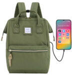 Modischer grüner Reiserucksack mit USB-Anschluss – Himawari