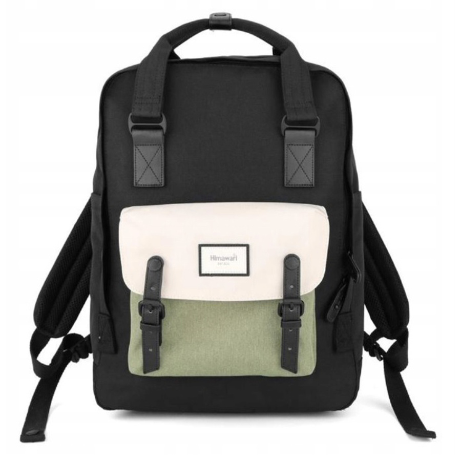 Laptop Rucksack Schwarz mit grüner Vordertasche – Himawari – Bild 3