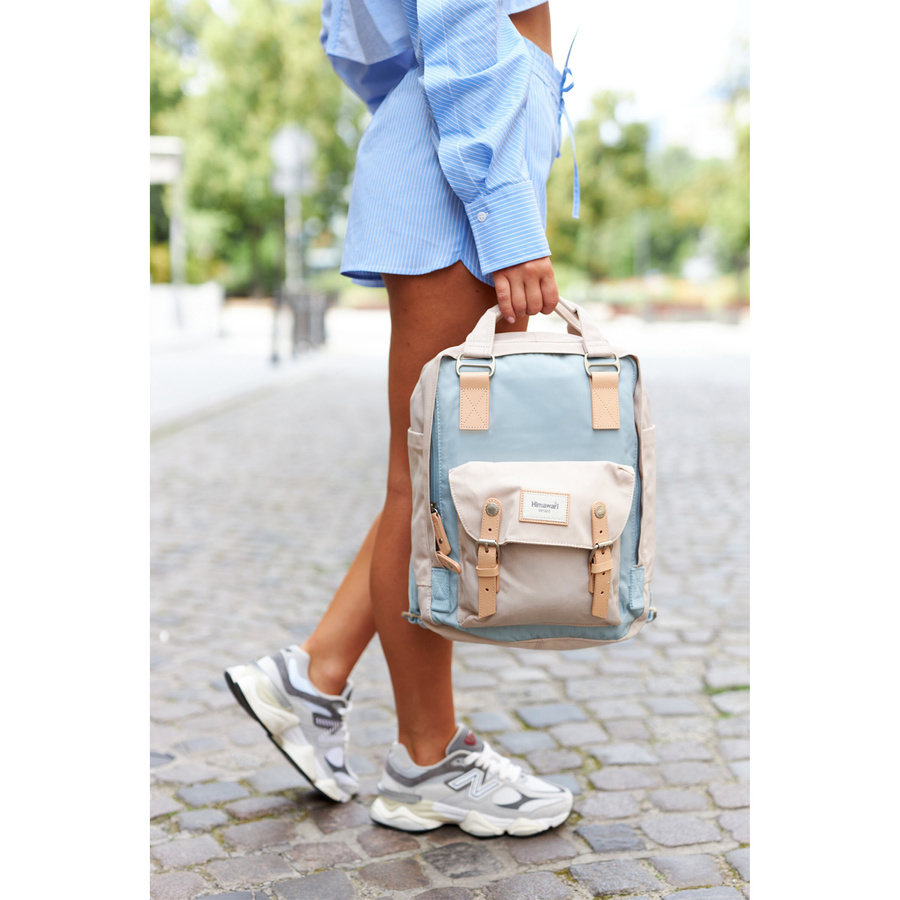 Beigeblau gestreifter Laptoprucksack – Himawari – Bild 5