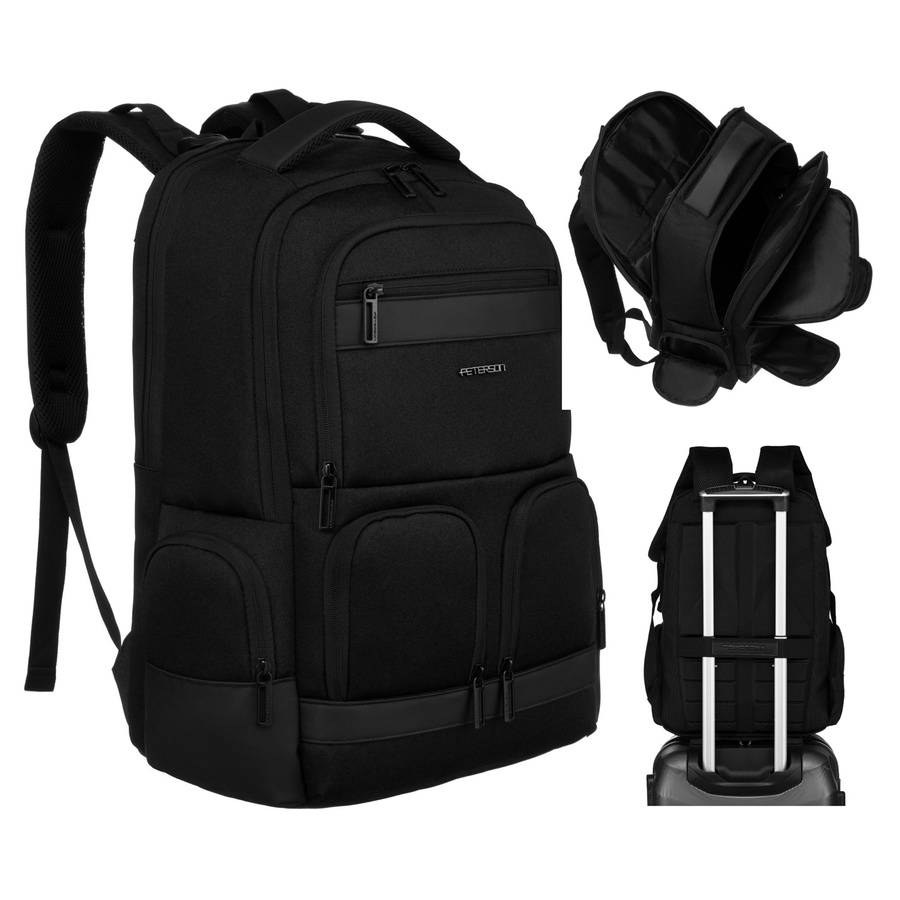 Großer schwarzer Reiserucksack mit Laptopfach – Peterson – Bild 2