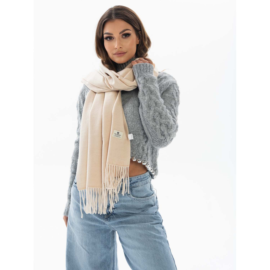 Eleganter Schal mit Fransen in Beige – Peterson – Bild 5