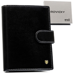Schwarze Herren Geldbörse aus Leder mit RFID – Rovicky