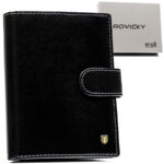 Schwarze Herren Geldbörse aus Leder mit RFID – Rovicky