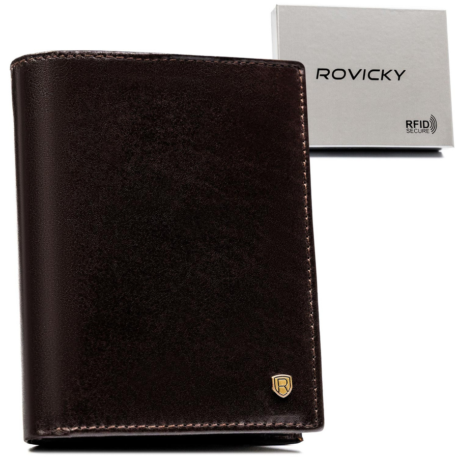 Klassische Herren Geldbörse mit RFID in Braun – Rovicky