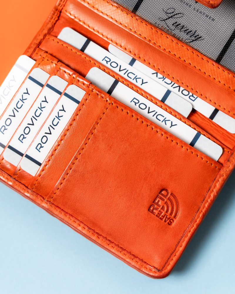 Damen Geldbörse mit Druckknopf in Orange – Rovicky – Bild 8