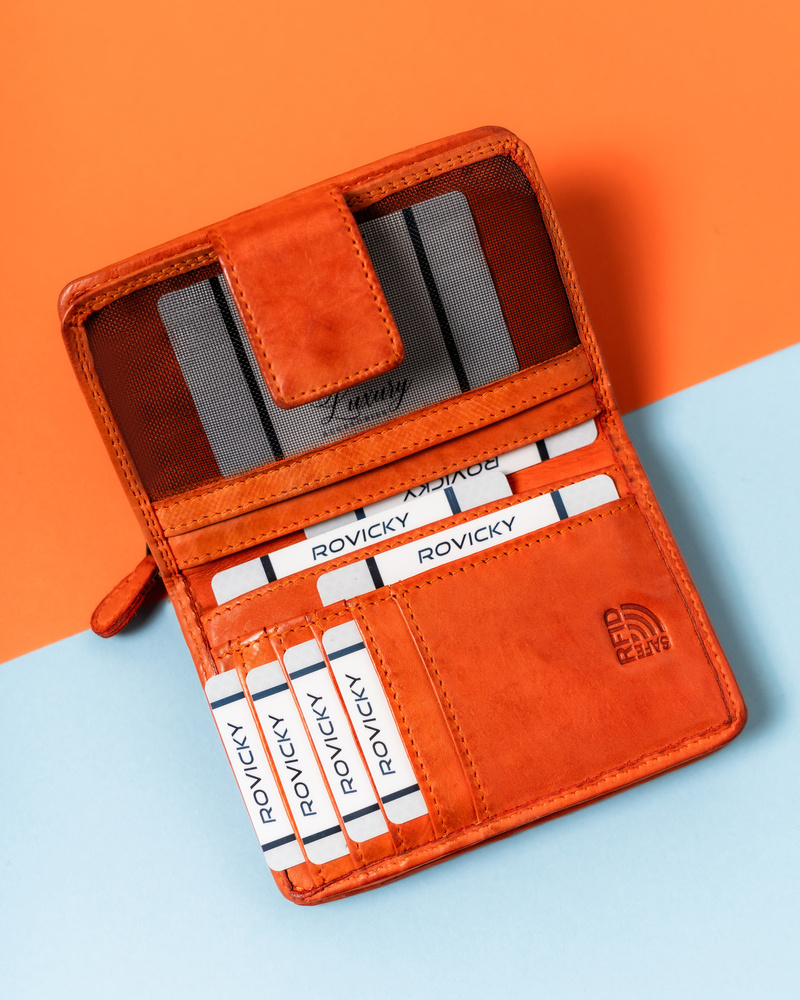Damen Geldbörse mit Druckknopf in Orange – Rovicky – Bild 7