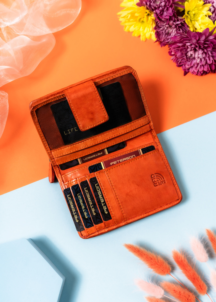 Damen Geldbörse mit Druckknopf in Orange – Rovicky – Bild 12