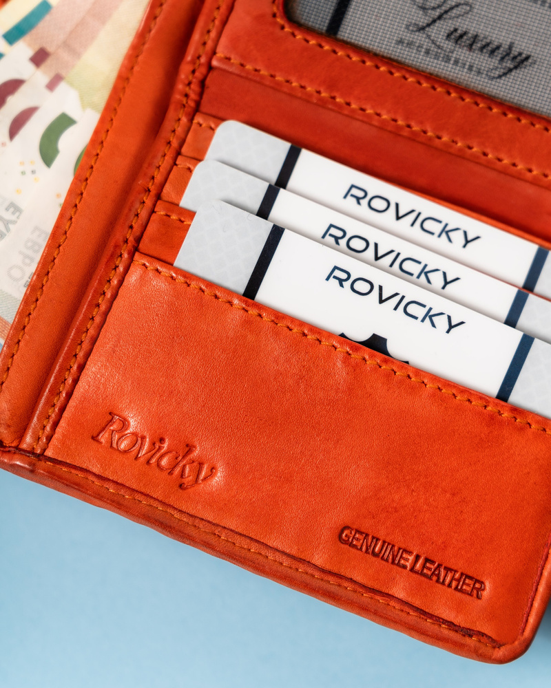 Damen Geldbörse mit Druckknopf in Orange – Rovicky – Bild 10