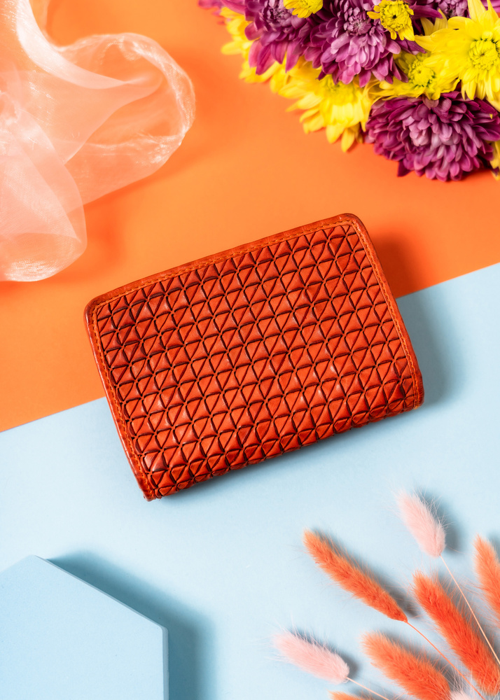 Damen Geldbörse mit Druckknopf in Orange – Rovicky – Bild 4