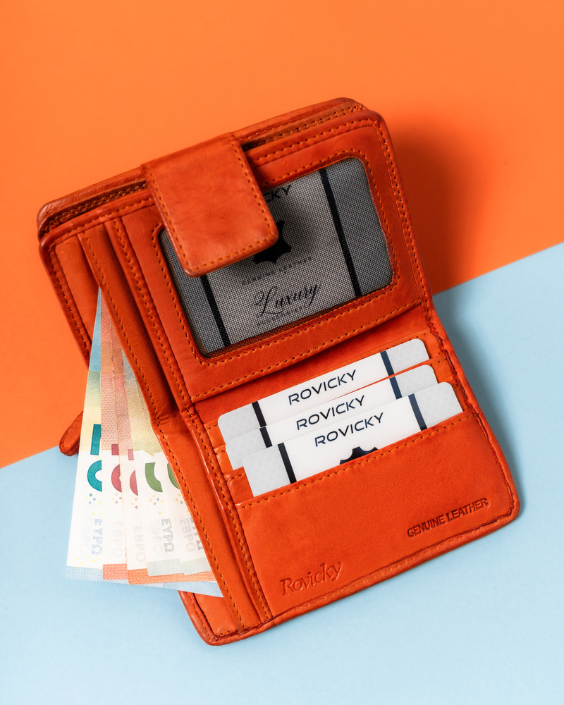 Damen Geldbörse mit Druckknopf in Orange – Rovicky – Bild 9