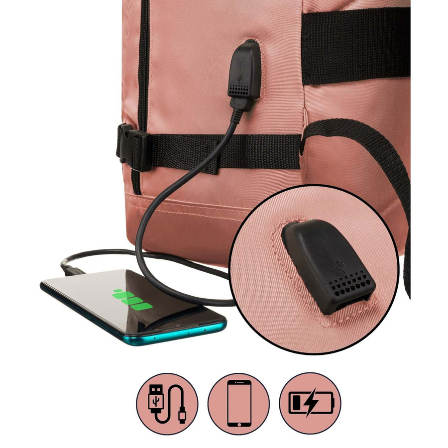 Geräumiger, reisetauglicher Kabinenrucksack mit USB in Rosa – Peterson – Bild 12