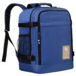 Reiserucksack aus wasserabweisendem Polyester in Blau mit verstellbaren Schultergurten – Peterson