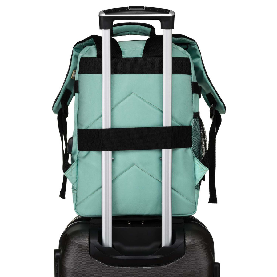 Türkiser Reiserucksack mit zwei Fächern, Koffergurt und USB-Anschluss – Peterson – Bild 8