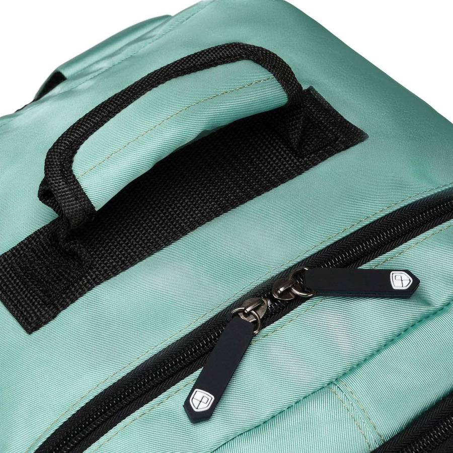 Türkiser Reiserucksack mit zwei Fächern, Koffergurt und USB-Anschluss – Peterson – Bild 14