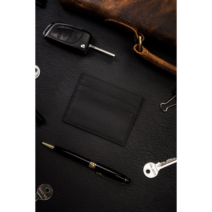 Schwarzes Leder Etui für Karten und Dokumente – Bild 3