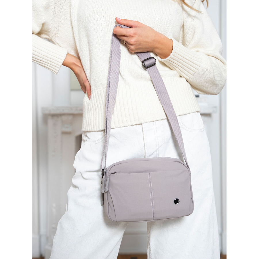 Damen Handtasche mit zwei Fächern in Flieder mit verstellbarem Riemen – Peterson – Bild 4