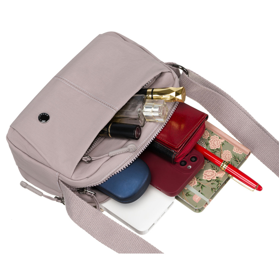 Damen Handtasche mit zwei Fächern in Flieder mit verstellbarem Riemen – Peterson – Bild 10
