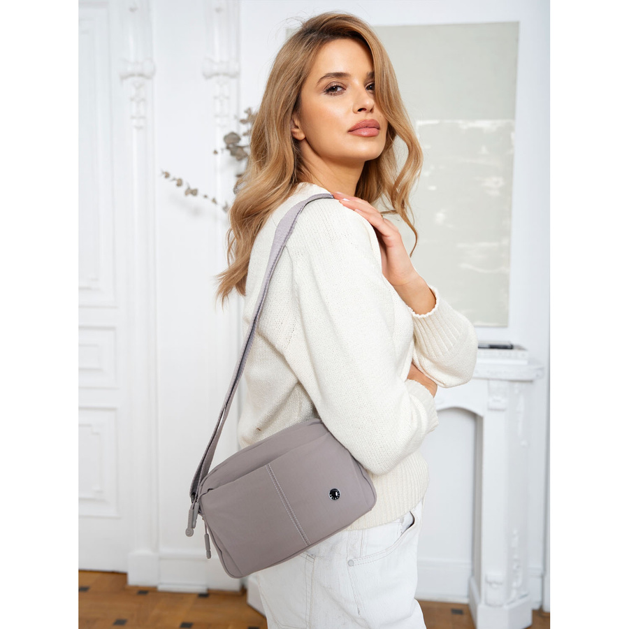 Damen Handtasche mit zwei Fächern in Flieder mit verstellbarem Riemen – Peterson – Bild 2