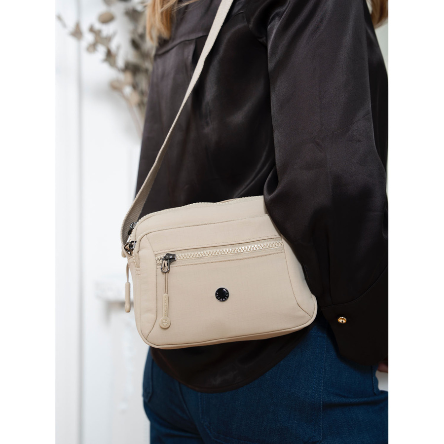 Beige Damen Umhängetasche aus Polyester – Peterson – Bild 2