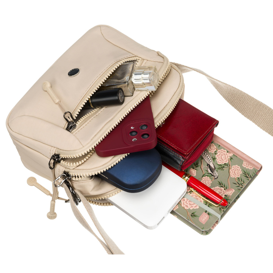 Beige Damen Umhängetasche aus Polyester – Peterson – Bild 11